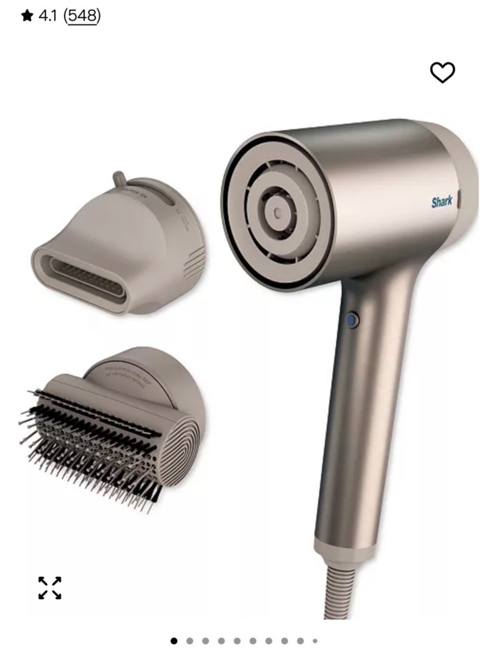 Shark HyperAIR Dryer HD112 with Styling Attachments - Metallic Taupe